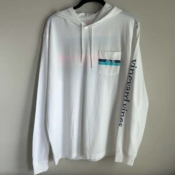 Vineyard Vines Long Sleeve Hoodie T-Shirt with Graphic on Back and Sleeve - Picture 2 of 4